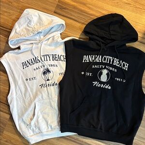 Men's Sleeveless Hoodie Tank Top - Black and White